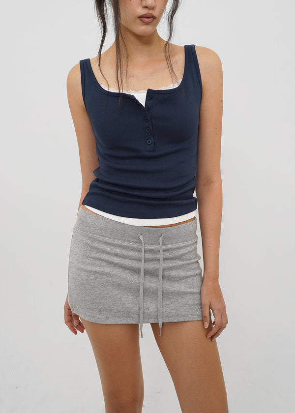 [B-BASIC] Tension Standard Square Henley Neck Sleeveless Top (2 SIZE)