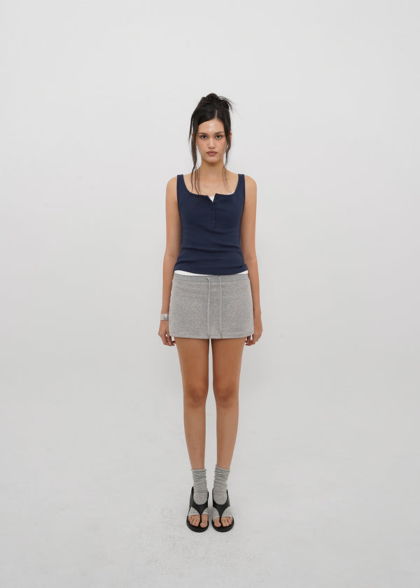 [B-BASIC] Tension Standard Square Henley Neck Sleeveless Top (2 SIZE)
