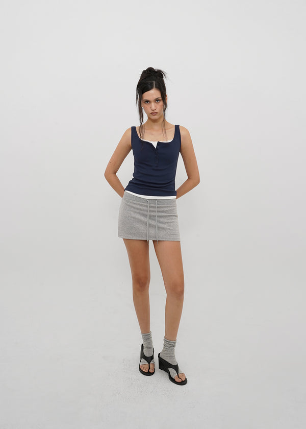 [B-BASIC] Tension Standard Square Henley Neck Sleeveless Top (2 SIZE)