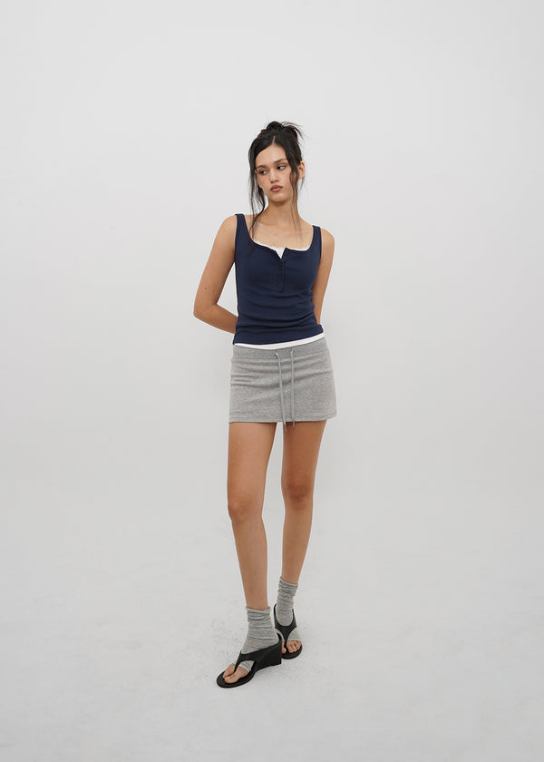[B-BASIC] Tension Standard Square Henley Neck Sleeveless Top (2 SIZE)