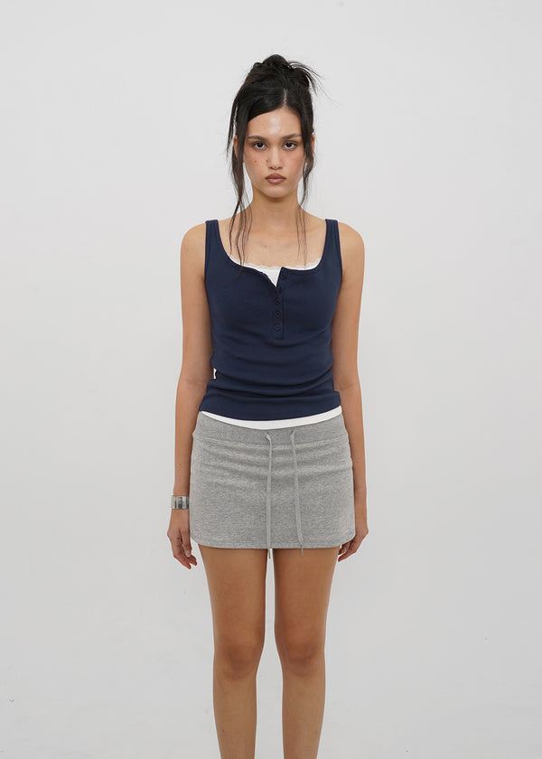 [B-BASIC] Tension Standard Square Henley Neck Sleeveless Top (2 SIZE)