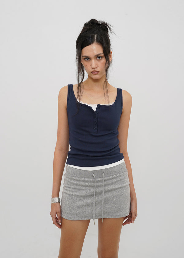 [B-BASIC] Tension Standard Square Henley Neck Sleeveless Top (2 SIZE)