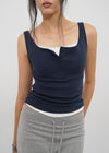 [B-BASIC] Tension Standard Square Henley Neck Sleeveless Top (2 SIZE)