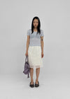 Yos Chiffon Dot Banding Midi Skirt