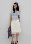 Yos Chiffon Dot Banding Midi Skirt