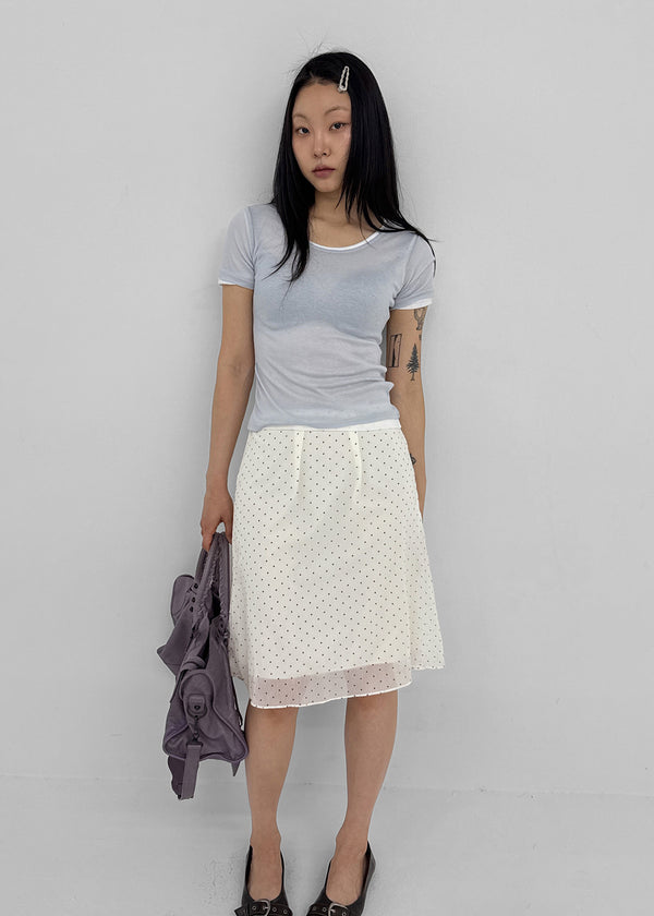 Yos Chiffon Dot Banding Midi Skirt