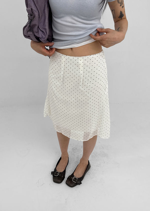 Yos Chiffon Dot Banding Midi Skirt