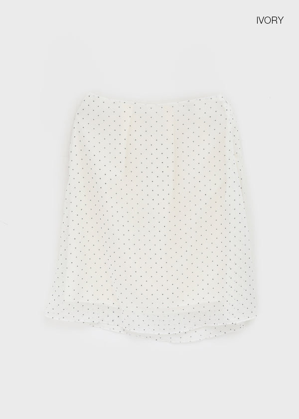 Yos Chiffon Dot Banding Midi Skirt