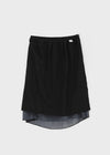 Yos Chiffon Dot Banding Midi Skirt