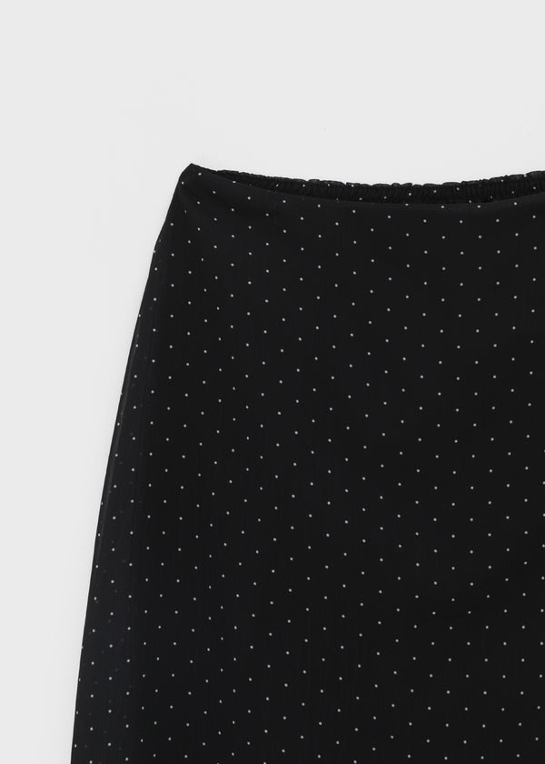 Yos Chiffon Dot Banding Midi Skirt