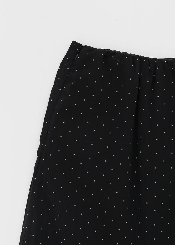 Yos Chiffon Dot Banding Midi Skirt