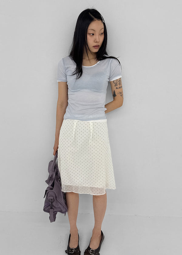 Ongsha Tencel See-through Layered Short Sleeve Tee