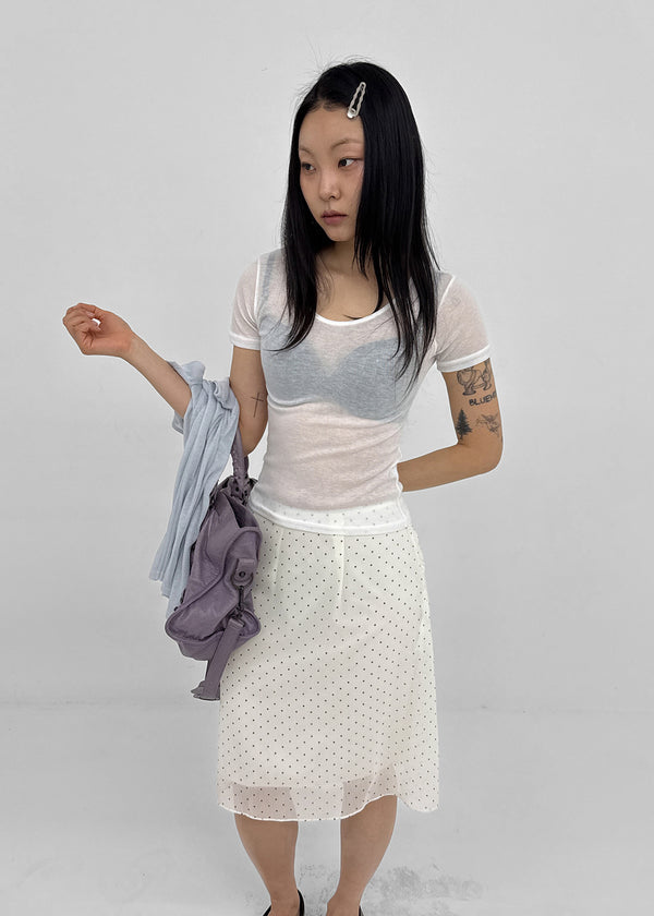Ongsha Tencel See-through Layered Short Sleeve Tee
