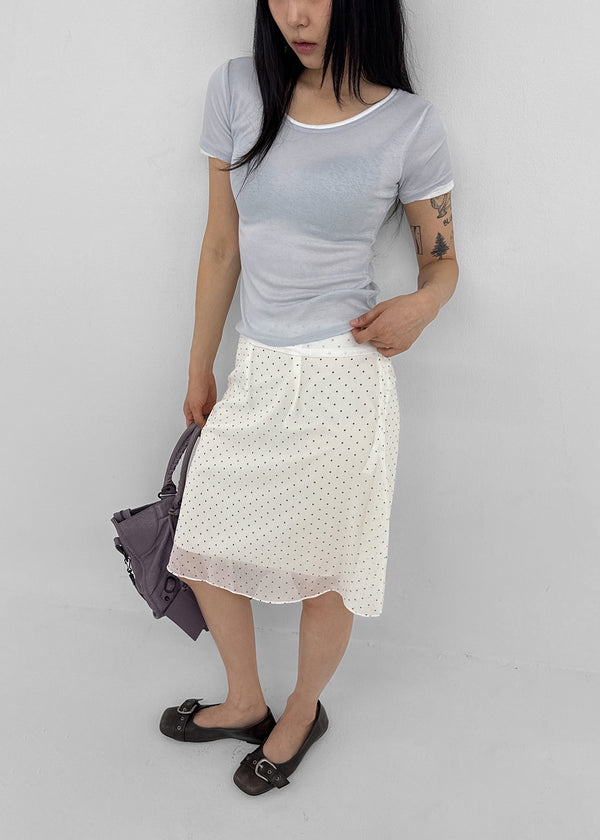 Ongsha Tencel See-through Layered Short Sleeve Tee