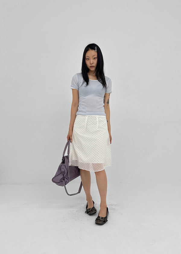 Ongsha Tencel See-through Layered Short Sleeve Tee