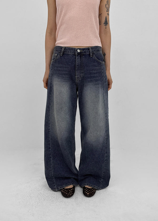 Latka Cut-out Washed Wide Denim Pants