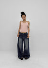 Latka Cut-out Washed Wide Denim Pants
