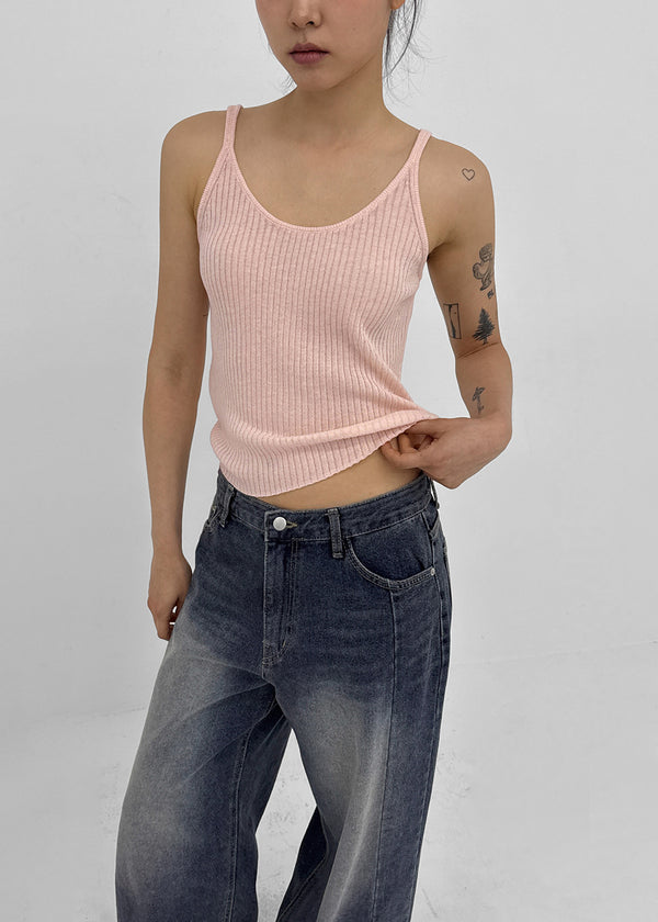 Latka Cut-out Washed Wide Denim Pants