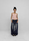 Latka Cut-out Washed Wide Denim Pants