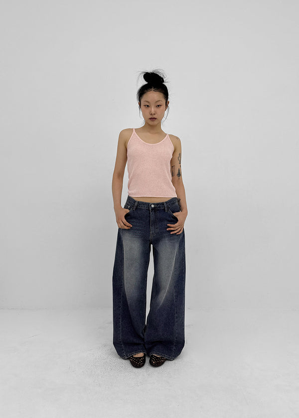 Latka Cut-out Washed Wide Denim Pants