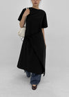 Hellos Nylon Short Sleeve Wrap Long Dress
