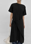 Hellos Nylon Short Sleeve Wrap Long Dress
