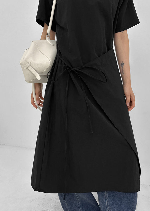 Hellos Nylon Short Sleeve Wrap Long Dress