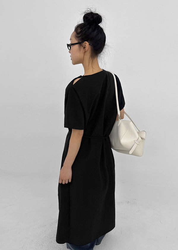 Hellos Nylon Short Sleeve Wrap Long Dress