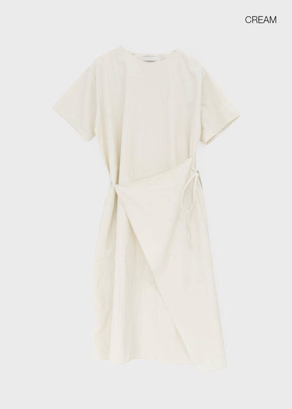 Hellos Nylon Short Sleeve Wrap Long Dress