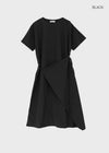Hellos Nylon Short Sleeve Wrap Long Dress