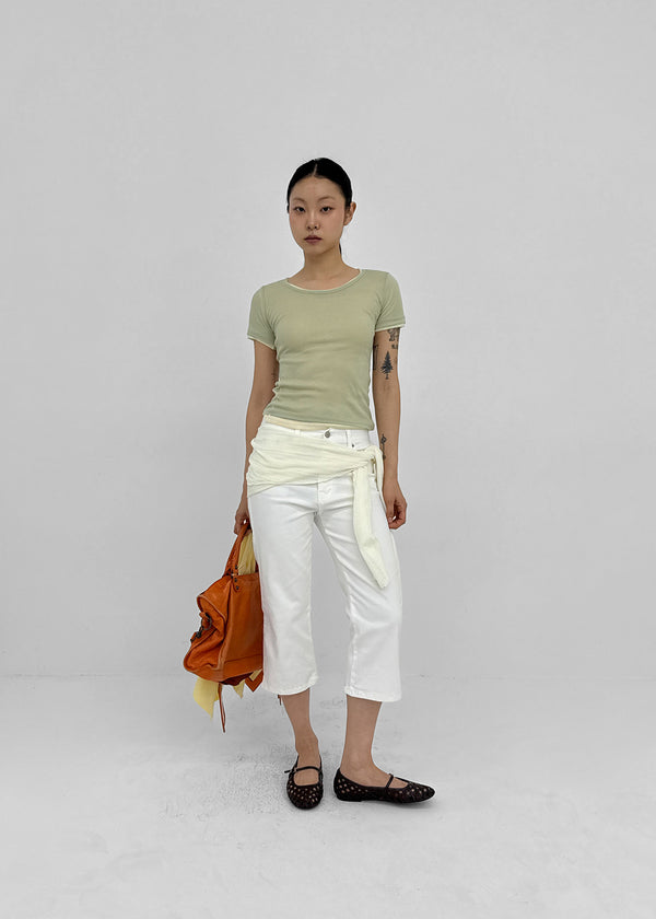 Ongsha Tencel See-through Layered Short Sleeve Tee
