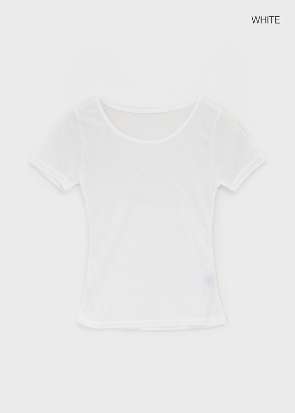 Ongsha Tencel See-through Layered Short Sleeve Tee