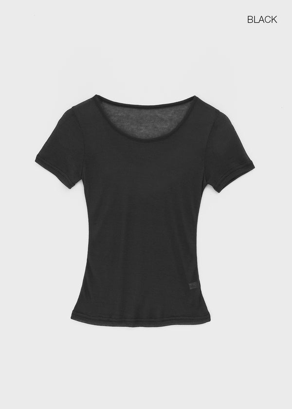 Ongsha Tencel See-through Layered Short Sleeve Tee