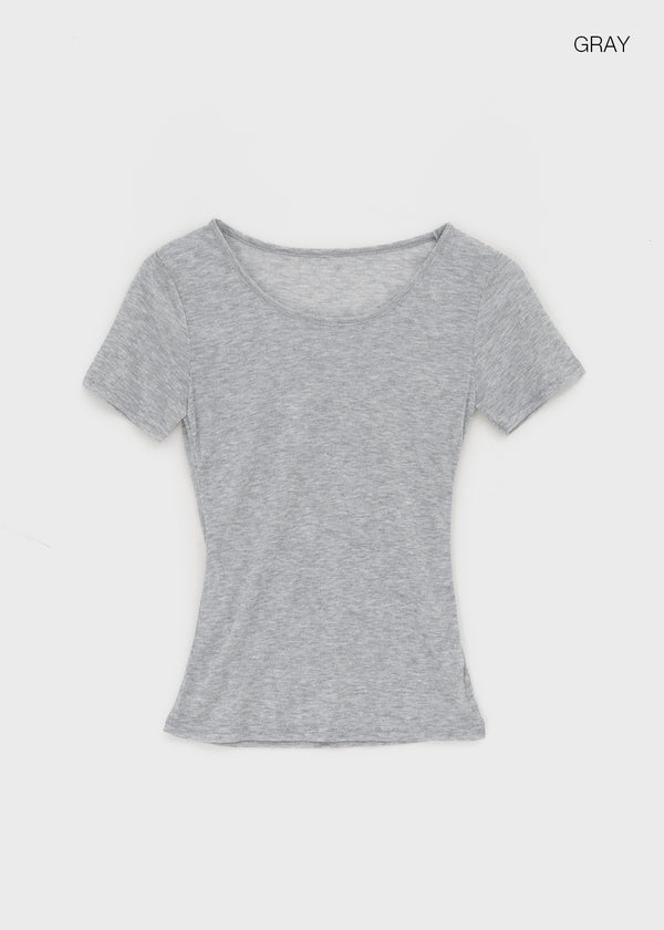 Ongsha Tencel See-through Layered Short Sleeve Tee