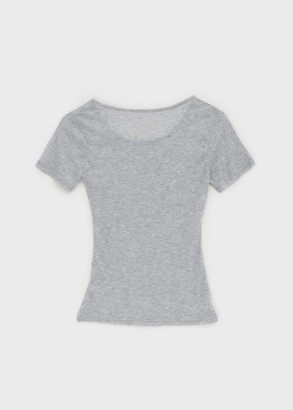 Ongsha Tencel See-through Layered Short Sleeve Tee