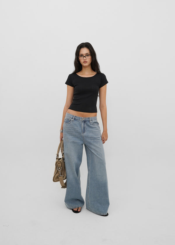 [B-DENIM] LIGHT WASHING WIDE JEANS 054