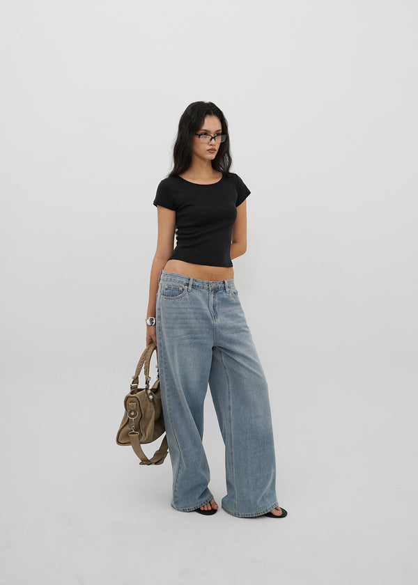 [B-DENIM] LIGHT WASHING WIDE JEANS 054