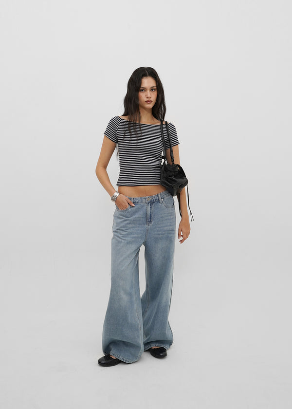 [B-DENIM] LIGHT WASHING WIDE JEANS 054
