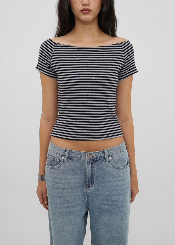 [B-BASIC] Standard Slim Off-Shoulder Short-Sleeve T-Shirt (2 SIZE)