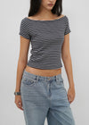 [B-BASIC] Standard Slim Off-Shoulder Short-Sleeve T-Shirt (2 SIZE)