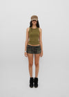 [B-BASIC] Basic Ribbed Round Mango Sleeveless Top (2SIZE)