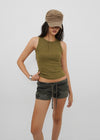 [B-BASIC] Basic Ribbed Round Mango Sleeveless Top (2SIZE)