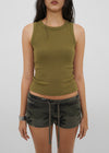[B-BASIC] Basic Ribbed Round Mango Sleeveless Top (2SIZE)