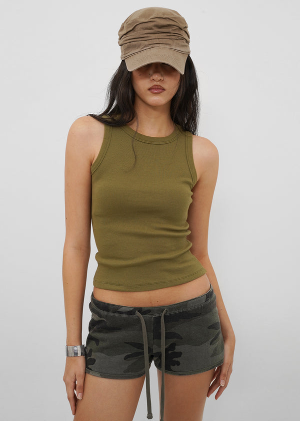 [B-BASIC] Basic Ribbed Round Mango Sleeveless Top (2SIZE)