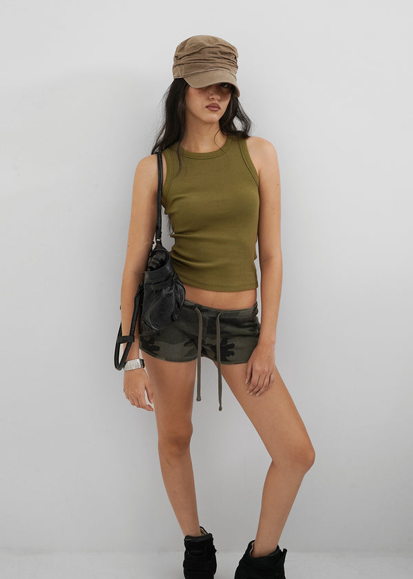 [B-BASIC] Basic Ribbed Round Mango Sleeveless Top (2SIZE)