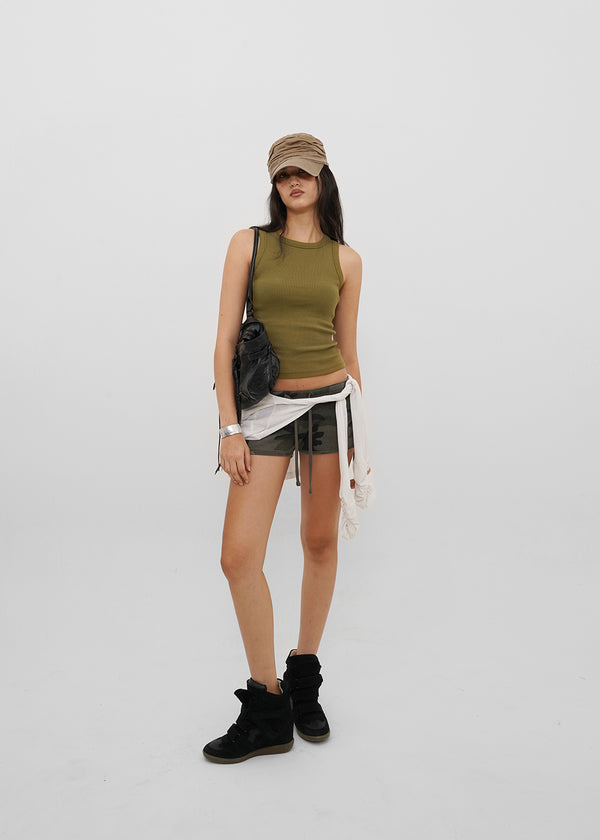 [B-BASIC] Basic Ribbed Round Mango Sleeveless Top (2SIZE)