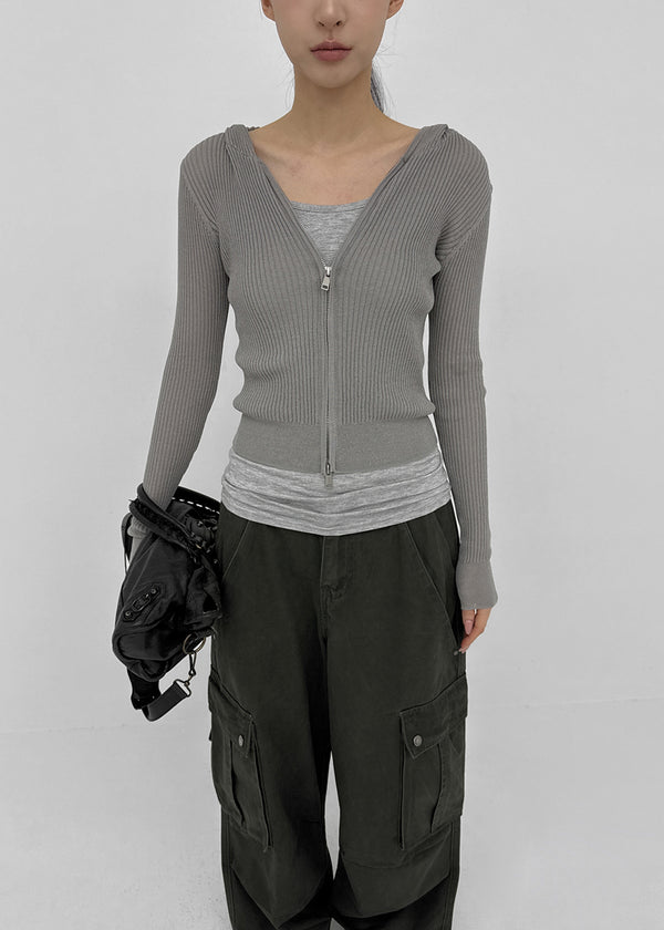 [MADE] Riev Ribbed Knit Zip-Up