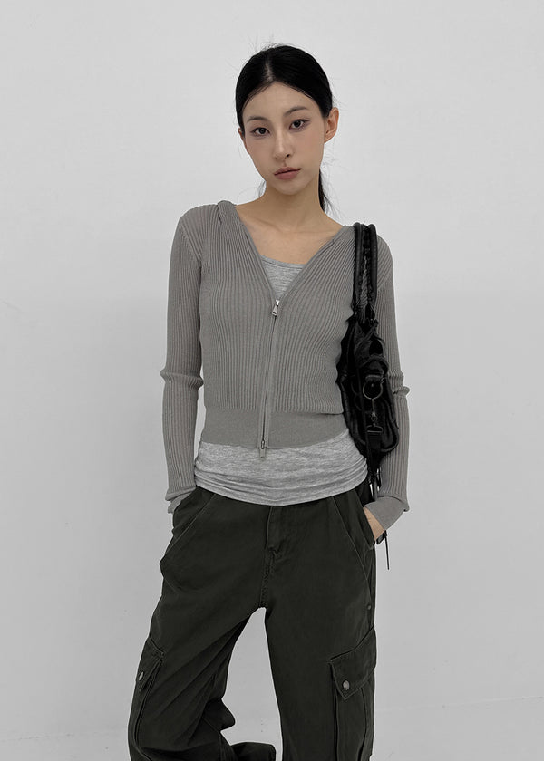 [MADE] Riev Ribbed Knit Zip-Up