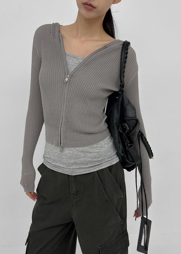 [MADE] Riev Ribbed Knit Zip-Up