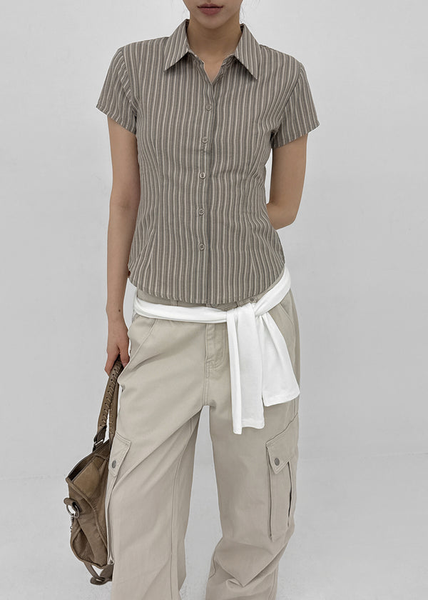 [MADE] Lunea Stripe Short-Sleeve Shirt